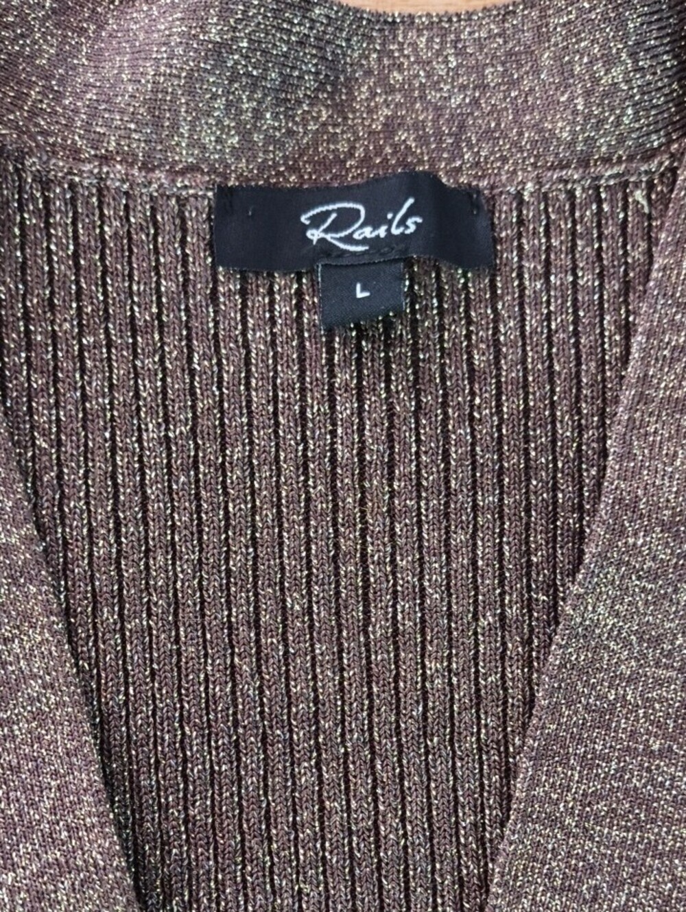 Rails Ribbed V-Neck Button Cardigan - Brown Olive - Picture 6 of 6